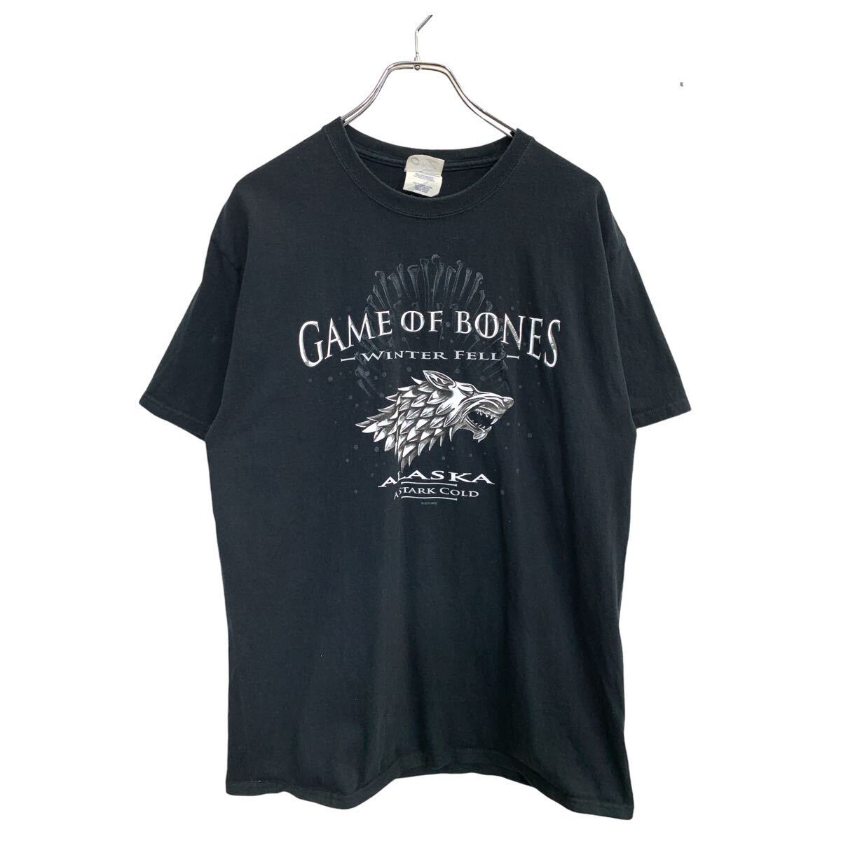 【中古】【古着】 PORT and COMPANY 半袖 プリント Tシャツ Lサイズ ポートアンドコンパニー ブラック コットン 古着卸 アメリカ仕入 t2409-3458