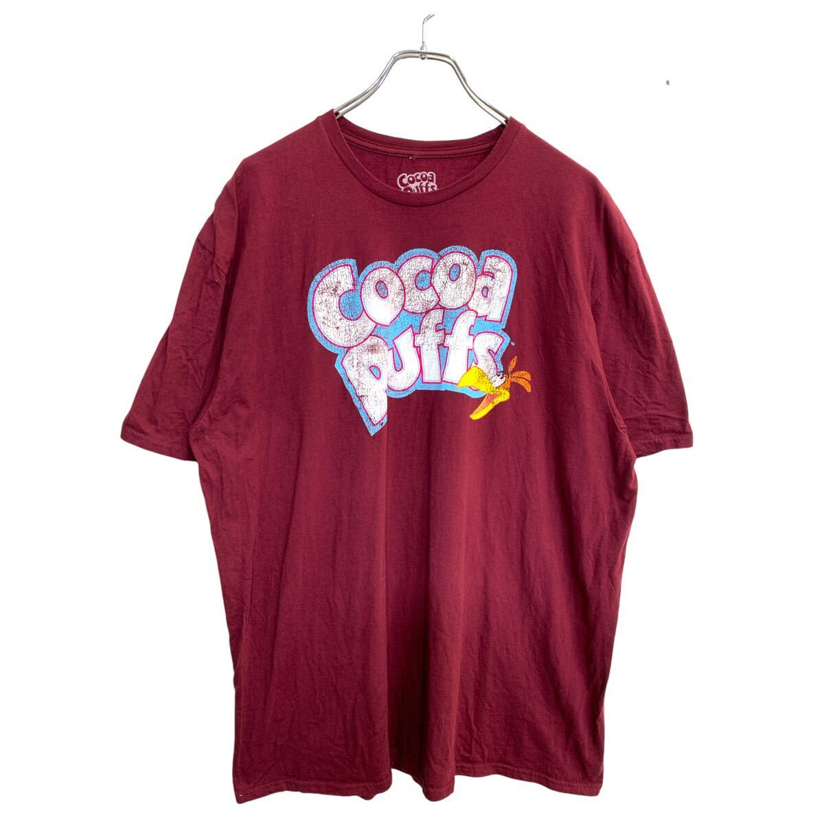【中古】【古着】 Cocoa Puffs 半袖 キャラクターTシャツ XXLサイズ ココアパフ ビッグサイズ ワインレッド コットン 古着卸 アメリカ仕入 t2409-3526