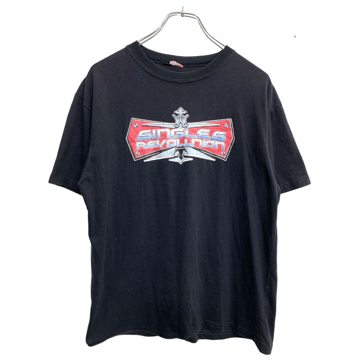 【中古】【古着】 FLAME 半袖 プリント Tシャツ Lサイズ ブラック 古着卸 アメリカ仕入 t2409-3546