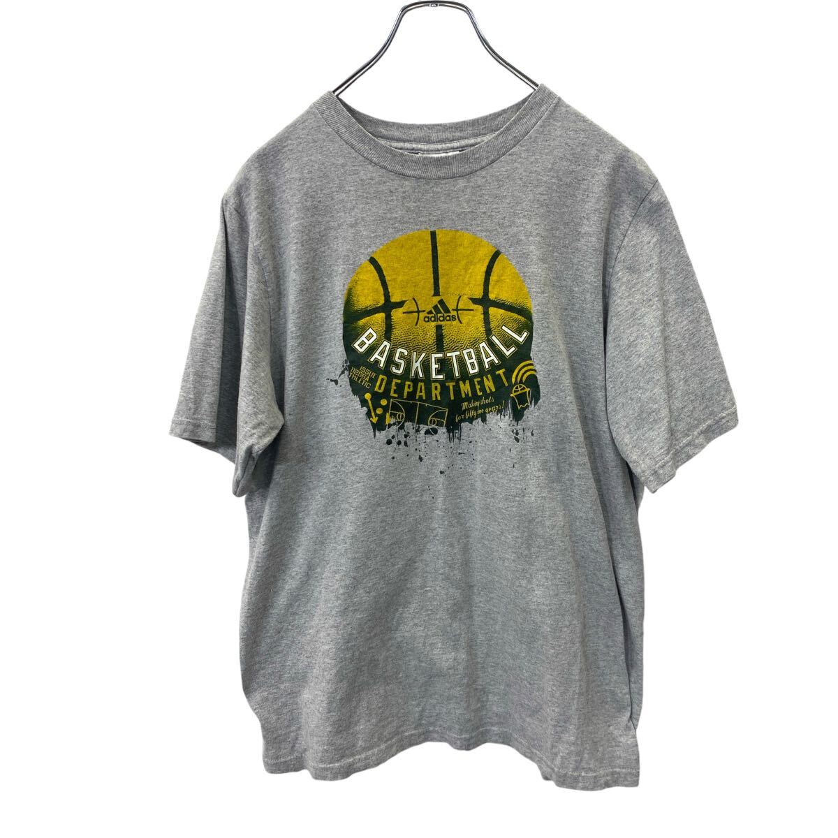 【中古】【古着】 adidas 半袖 プリント Tシャツ XL サイズ アディダス グレー系 古着卸 アメリカ仕入 t2409-3643