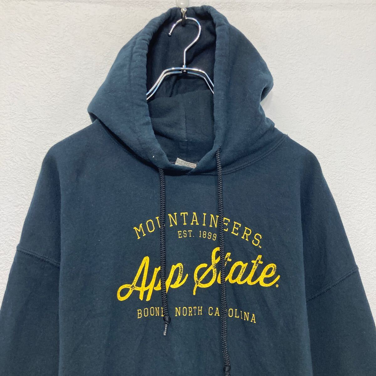 【中古】【古着】 GILDAN プリント スウェット パーカー ギルダン L ブラック プルオーバー 裏起毛 古着卸 アメリカ仕入 a609-6037