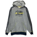 【中古】【古着】 adidas プリント スウェット パーカー アディダス レディース L グレー プルオーバー 古着卸 アメリカ仕入 a609-6041