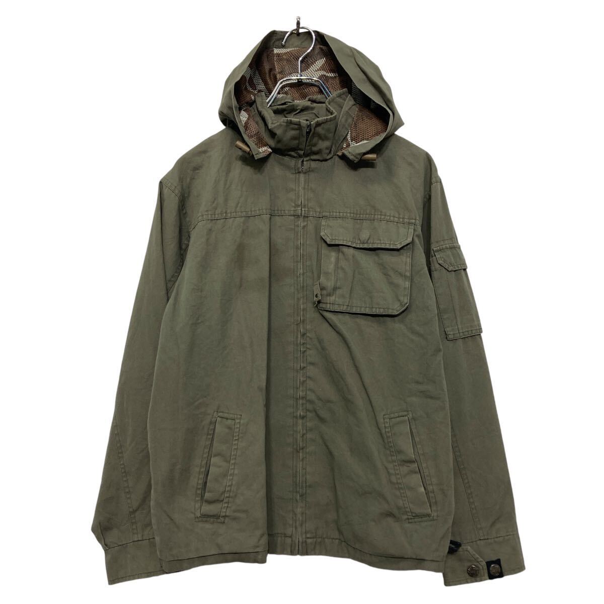 【中古】【古着】 ジップアップ ジャケット キッズ M~ カーキ フード ポケット 古着卸 アメリカ仕入 a609-6082