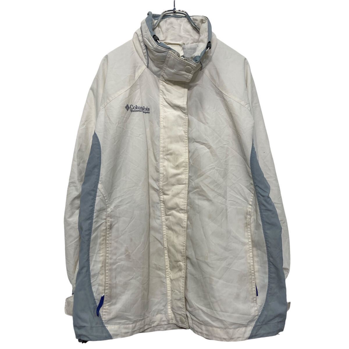 【中古】【古着】 Columbia ジップアップ ナイロン ジャケット コロンビア レディース L ホワイト ラグラン マウンテン 古着卸 アメリカ仕入 a609-6087