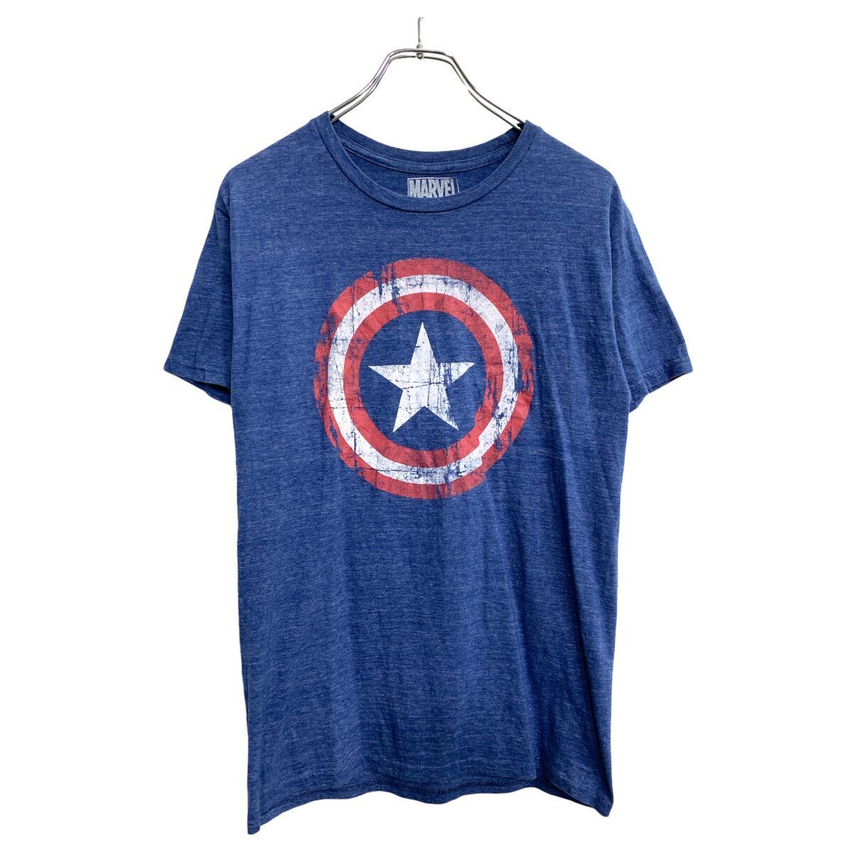 【中古】【古着】 MARVEL 半袖 プリント Tシャツ Mサイズ マーベル ロゴプリント ブルー 古着卸 アメリカ仕入 t2409-3712