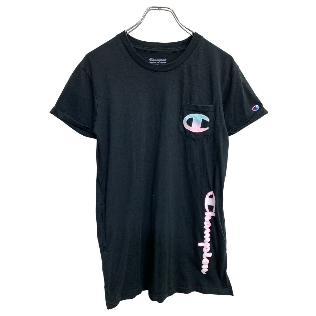 【中古】【古着】 Champion 半袖 プリント Tシャツ Lサイズ チャンピオンレディース ポケットブラック 古着卸 アメリカ仕入 t2409-3861