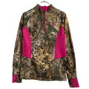 【中古】【古着】 REALTREE プリント ジャージ トレーナー レディース S ブラウン ピンク リアルツリー 総柄 ハーフジップ 古着卸 アメリカ仕入 a...