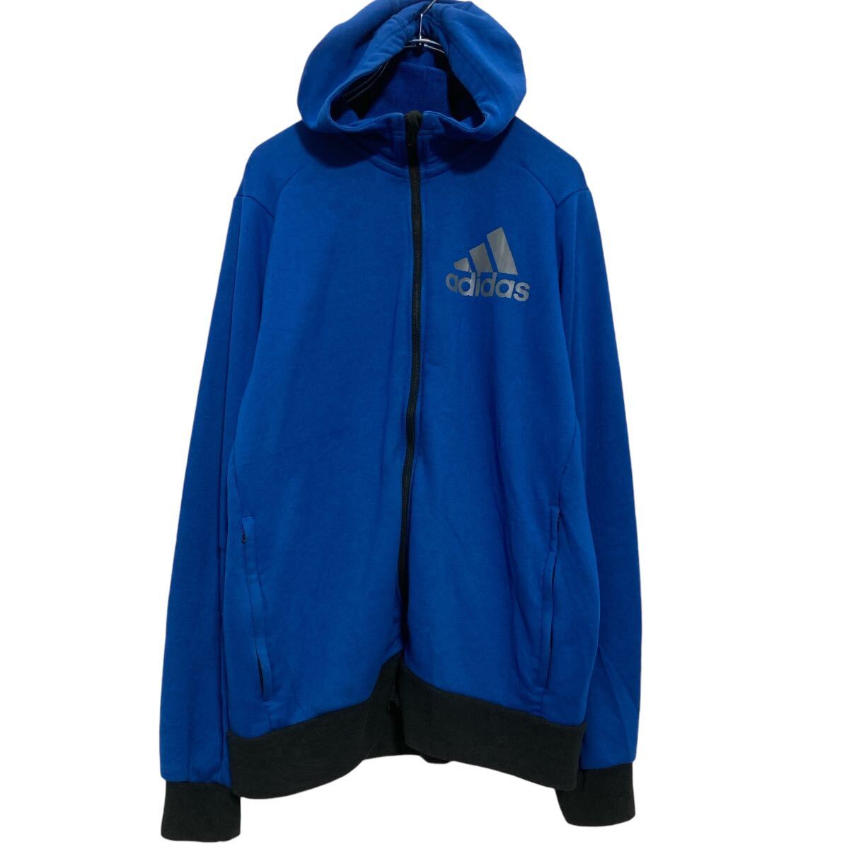 Rakuten - 【中古】【古着】 adidas ジップアップ スウェット パーカー L ブルー アディダス 裏パイル 古着卸 アメリカ仕入 a609-6379