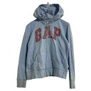 【中古】【古着】 GAP ロゴ スウェット パーカー キッズ M〜 ライトブルー ギャップ ジップアップ 古着卸 アメリカ仕入 a609-6436(4)