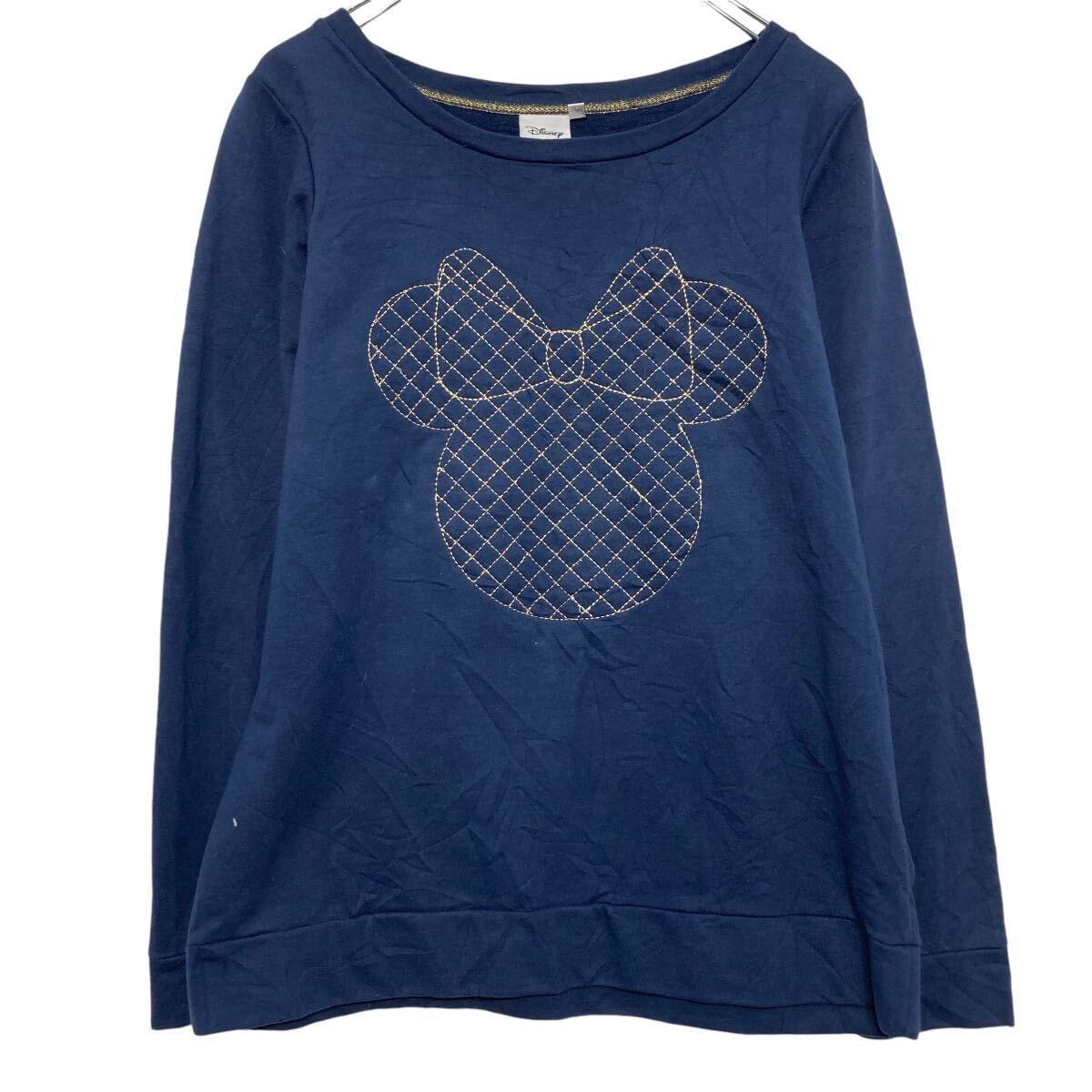 【中古】【古着】 Disney プリント スウェット トレーナー ディズニー レディース M ネイビー 裏起毛 プルオーバー 古着卸 アメリカ仕..