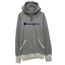 【中古】【古着】 champion プリント スウェット パーカー チャンピオン XL グレー ビッグサイズ ポケット 古着卸 アメリカ仕入 a609-6638(4)