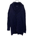 【中古】【古着】 LANDS'END ウール混紡 ケーブルニット セーター カーディガン M レディース ネイビー 古着卸 アメリカ仕入 a609-6735