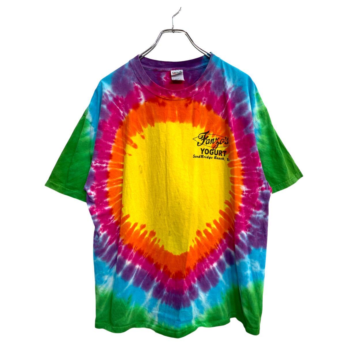 【中古】【古着】 anvil 半袖 プリント Tシャツ XLサイズ アンビル タイダイ柄 コットン 古着卸 アメリカ仕入 t2409-3899