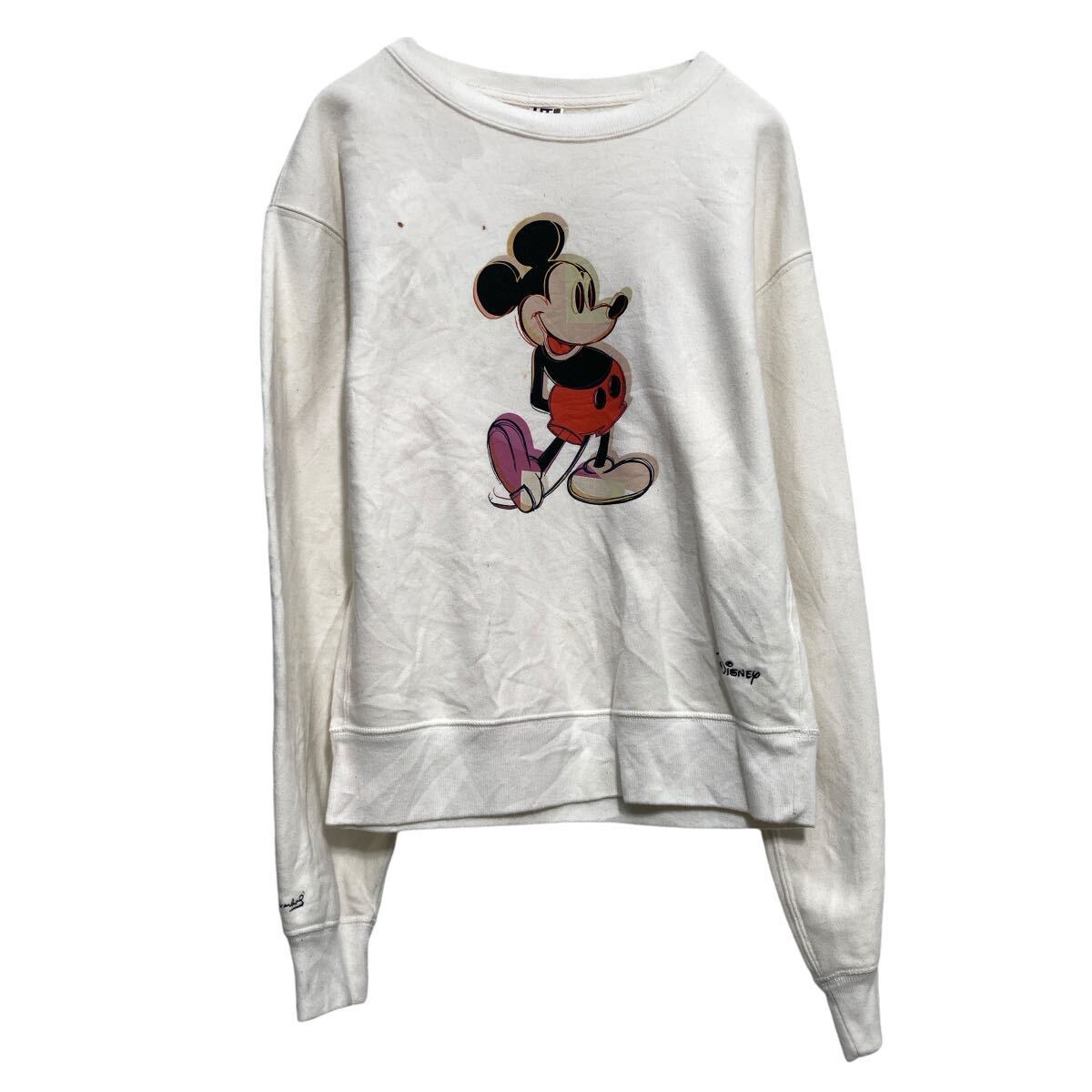 【中古】【古着】 UNIQLO プリント スウェット トレーナー ユニクロ XS ホワイト ディズニー キャラクター 古着卸 アメリカ仕入 a609-6845