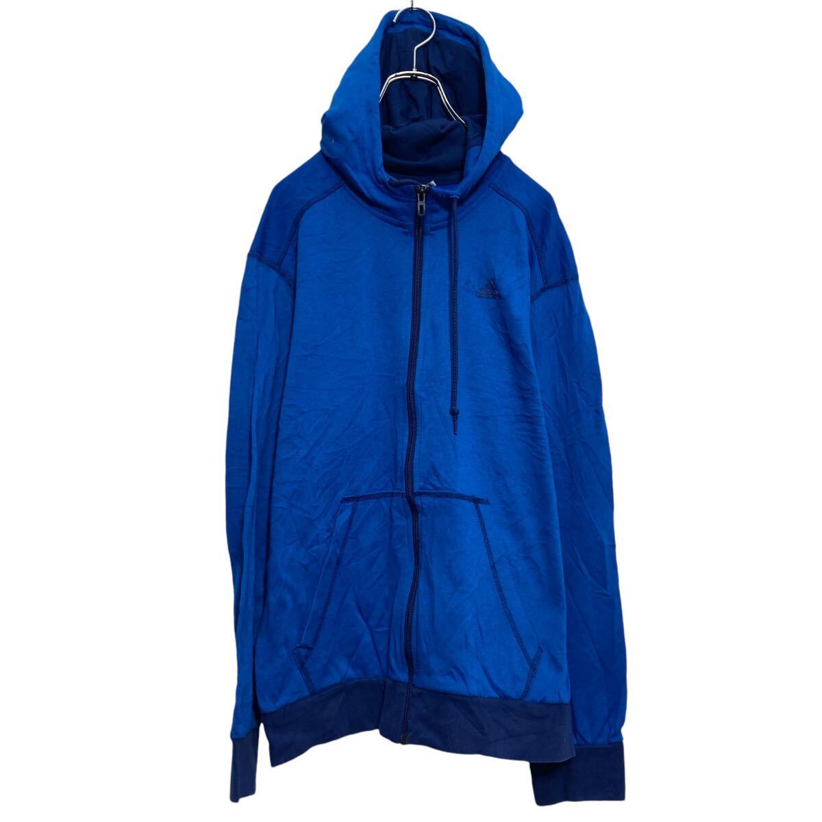【中古】【古着】 adidas プリント スウェット パーカー アディダス M ブルー プルオーバー ロゴ 古着卸 アメリカ仕入 a609-6933