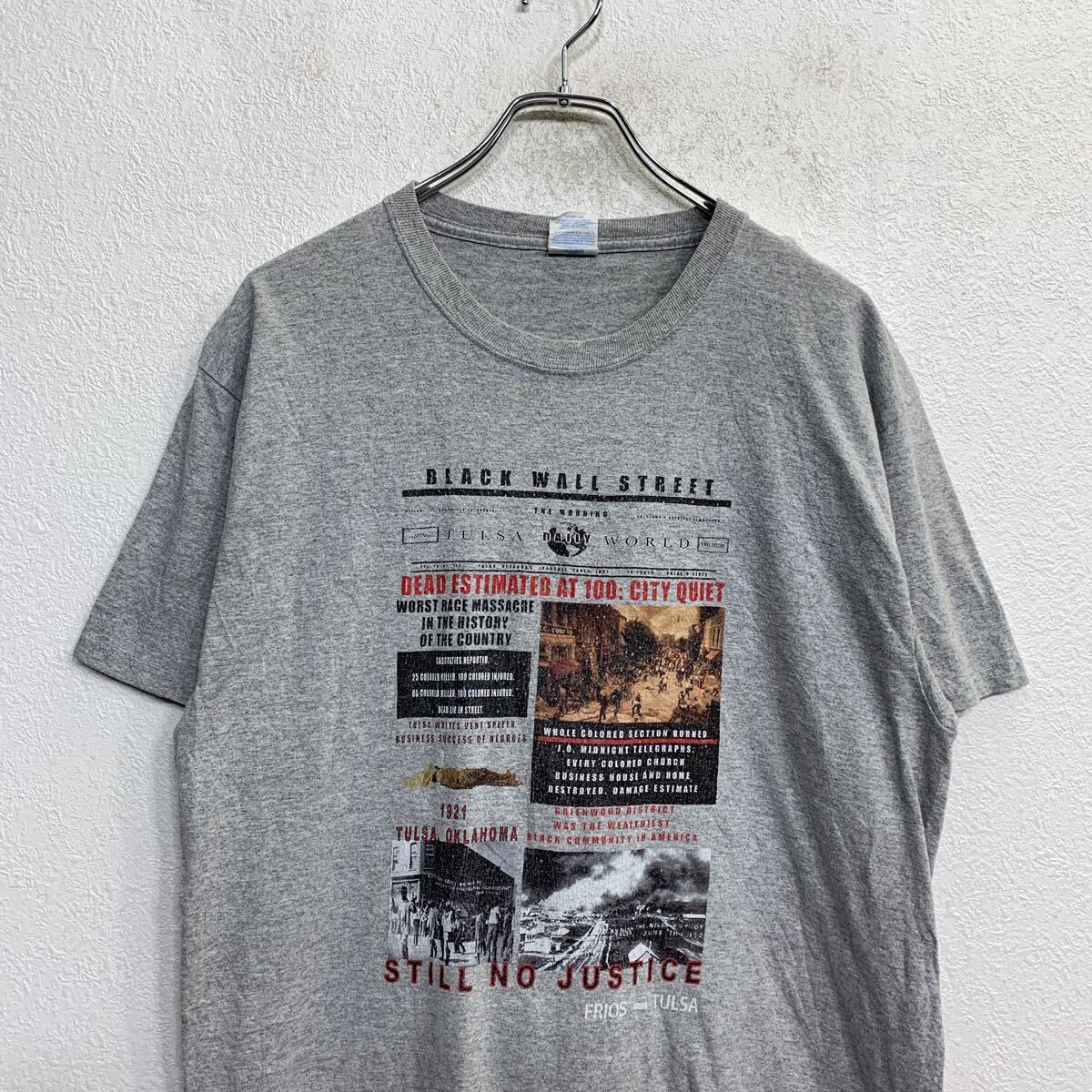 【中古】【古着】 PORT&COMPANY 半袖 プリント Tシャツ Lサイズ ポートアンドコンパニー グレー 古着卸 アメリカ仕入 t2409-4077