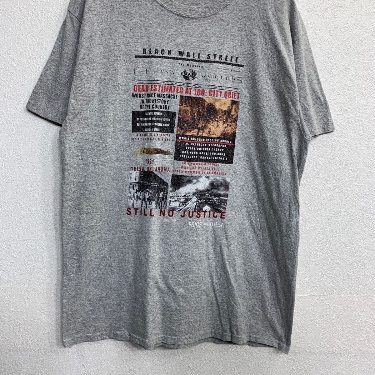 【中古】【古着】 PORT&COMPANY 半袖 プリント Tシャツ Lサイズ ポートアンドコンパニー グレー 古着卸 アメリカ仕入 t2409-4077