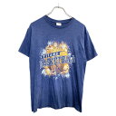 【中古】【古着】 FRUIT OF THE LOOM 半袖 プリント Tシャツ Mサイズくらい フルーツオブザルーム ネイビー 古着卸 アメリカ仕入 t2409...