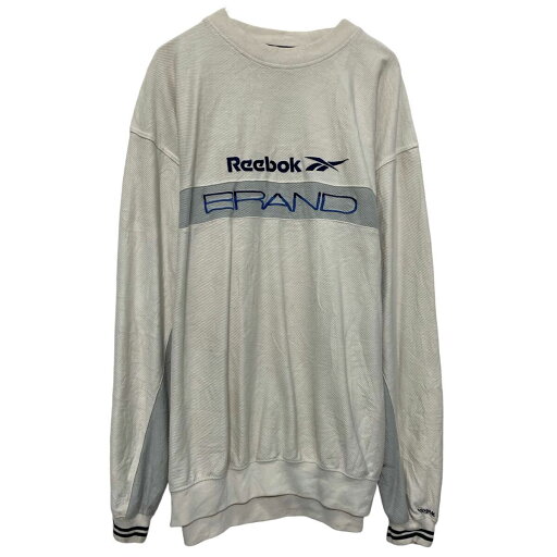 【中古】【古着】 Reebok プリント スウェット トレーナー リーボック L ホワイト プルオーバー 古着卸 アメリカ仕入 a609-7254