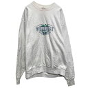 【中古】【古着】 JERZEES プリント スウェット トレーナー ジャージーズ L ホワイト プルオーバー 古着卸 アメリカ仕入 a609-7314