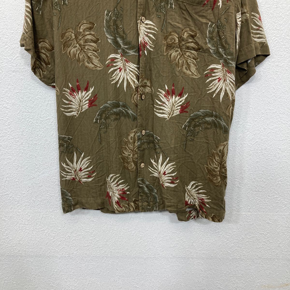 【中古】【古着】 Flrst Wave 半袖 シャツ Lサイズ 胸ポケット 総柄 ブラウン系 古着卸 アメリカ仕入 t2409-4184