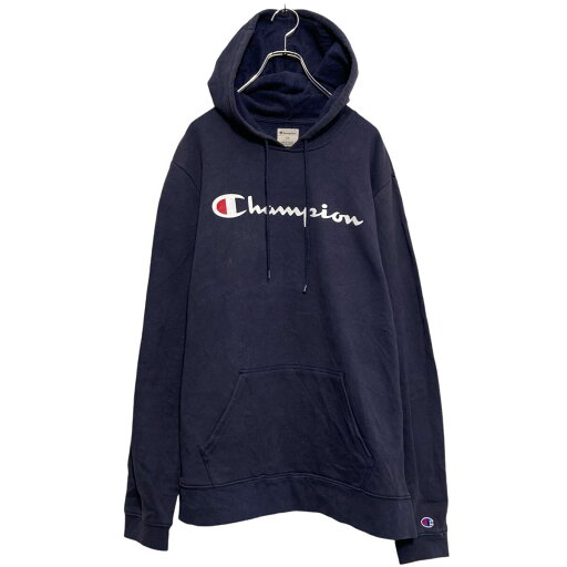 【中古】【古着】 champion プリント スウェット パーカー チャンピオン L ネイビー プルオーバー 古着卸 アメリカ仕入 a610-5043 【中古】【古着】 champion プリント スウェット パーカー チャンピオン L ネイビー プルオーバー 古着卸 アメリカ仕入 a610-5043