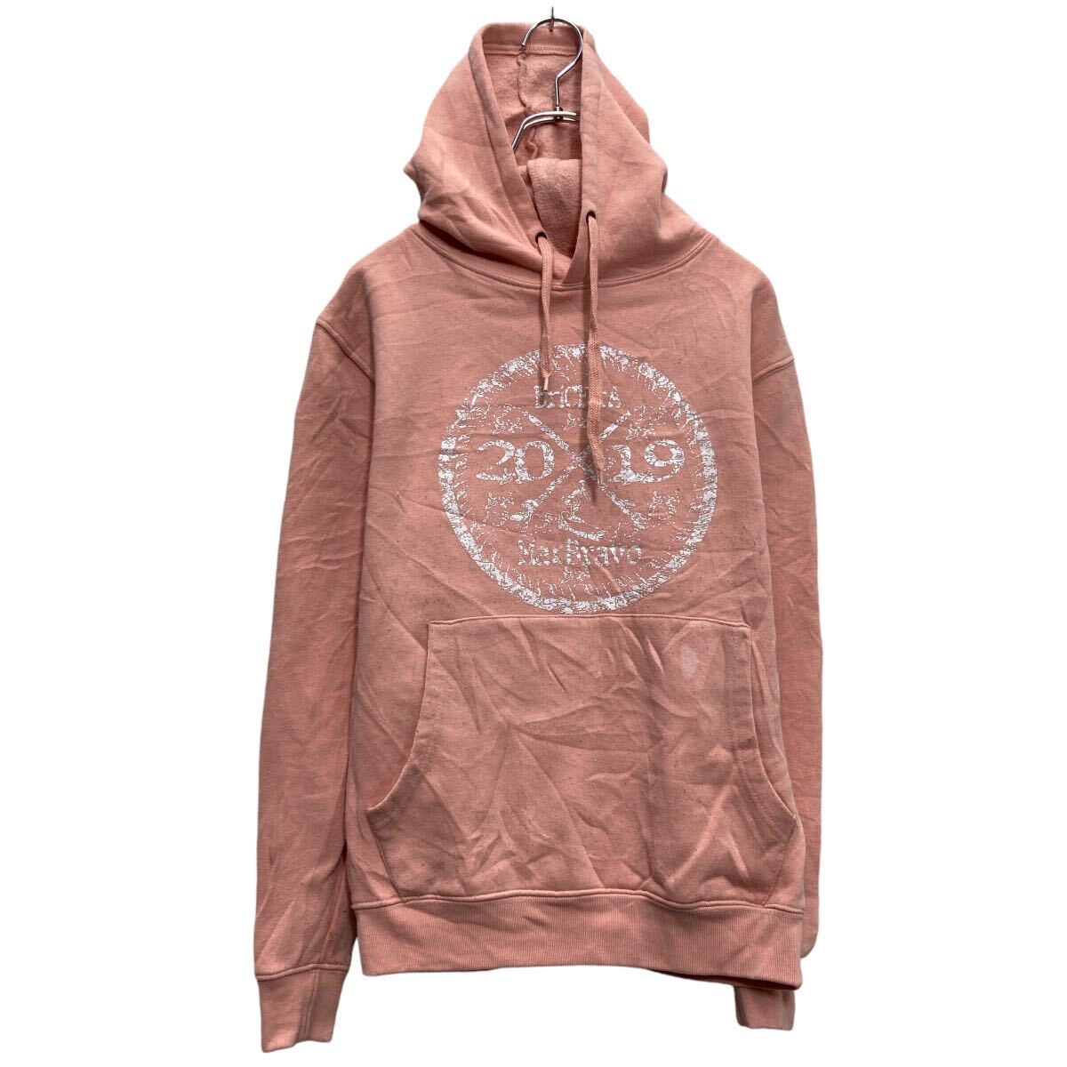 【中古】【古着】 プリント スウェット パーカー XS~ ピンク プルオーバー 裏起毛 古着卸 アメリカ仕入 a610-5108