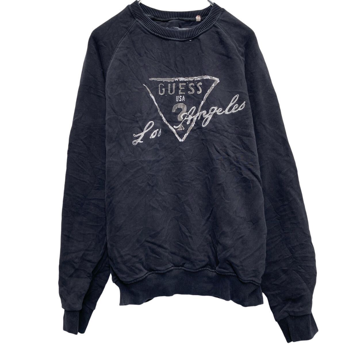 Rakuten - 【中古】【古着】 Guess プリント スウェット トレーナー ゲス レディース M ブラック プルオーバー 古着卸 アメリカ仕入 a610-5127