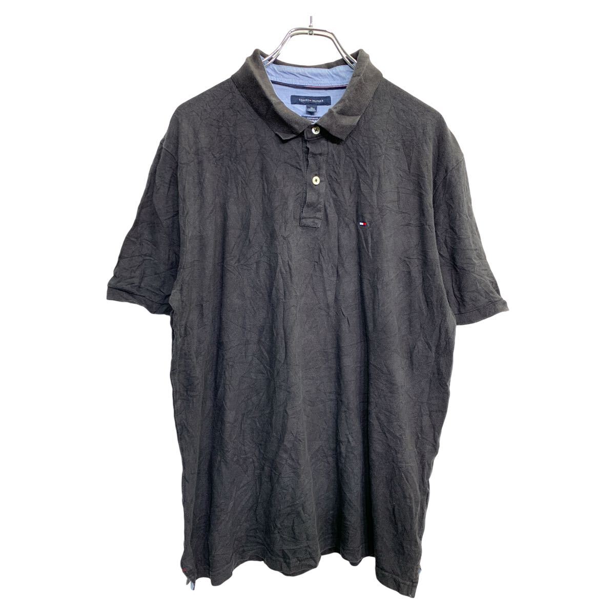 【中古】【古着】 TOMMY HILFIGER 半袖ポロシャツ XLサイズ トミーヒルフィガー ブラック系 古着卸 アメリカ仕入 t2410-3032