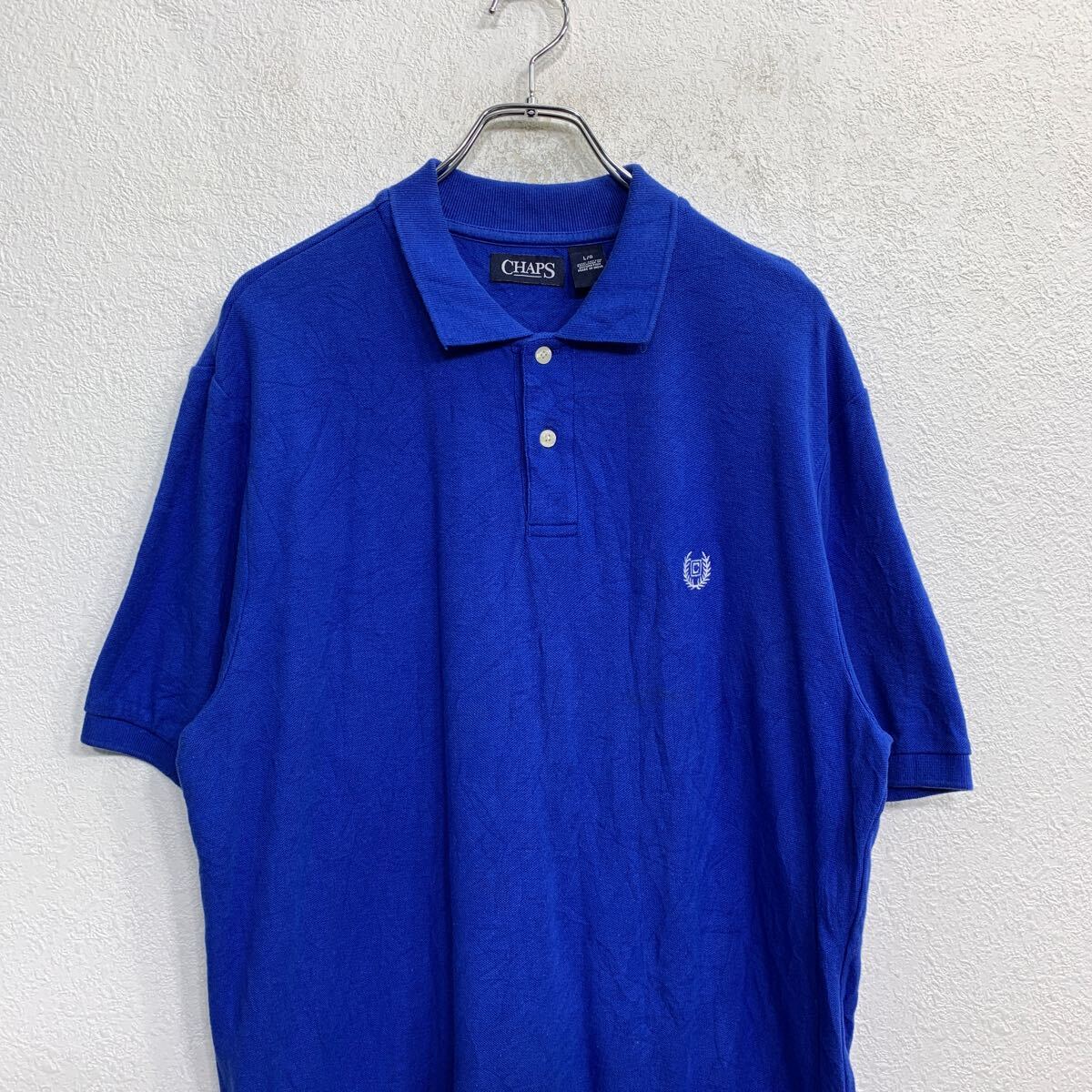 【中古】【古着】 CHAMPS 半袖ポロシャツ エルサイズ チャップス ブルー コットン 古着卸 アメリカ仕入 t2410-3036