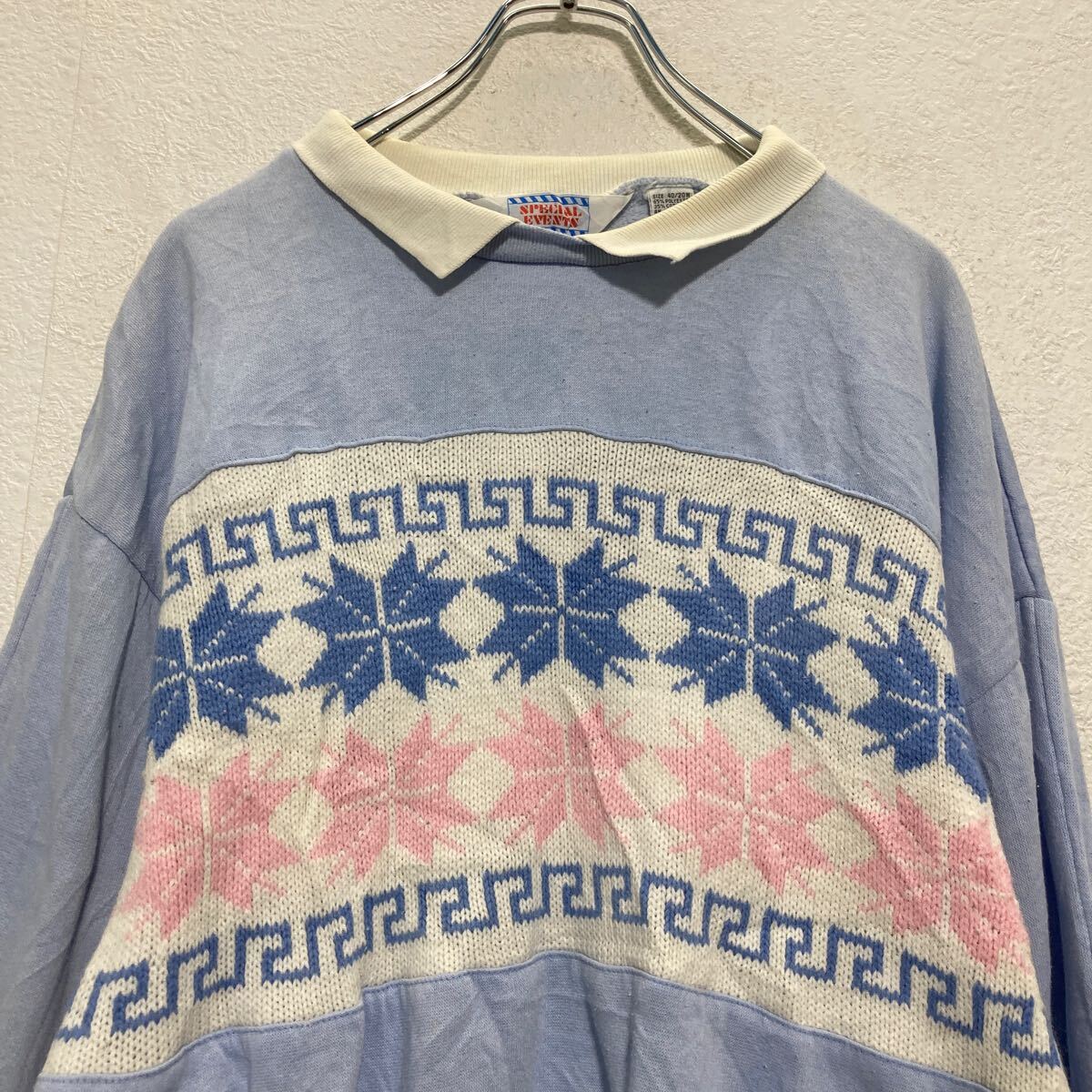 【中古】【古着】 SPECIAL EVENTS スウェット トレーナー L〜 レディース レイヤードネック ノルディック柄 裏起毛 古着卸 アメリカ仕入 a610-5395