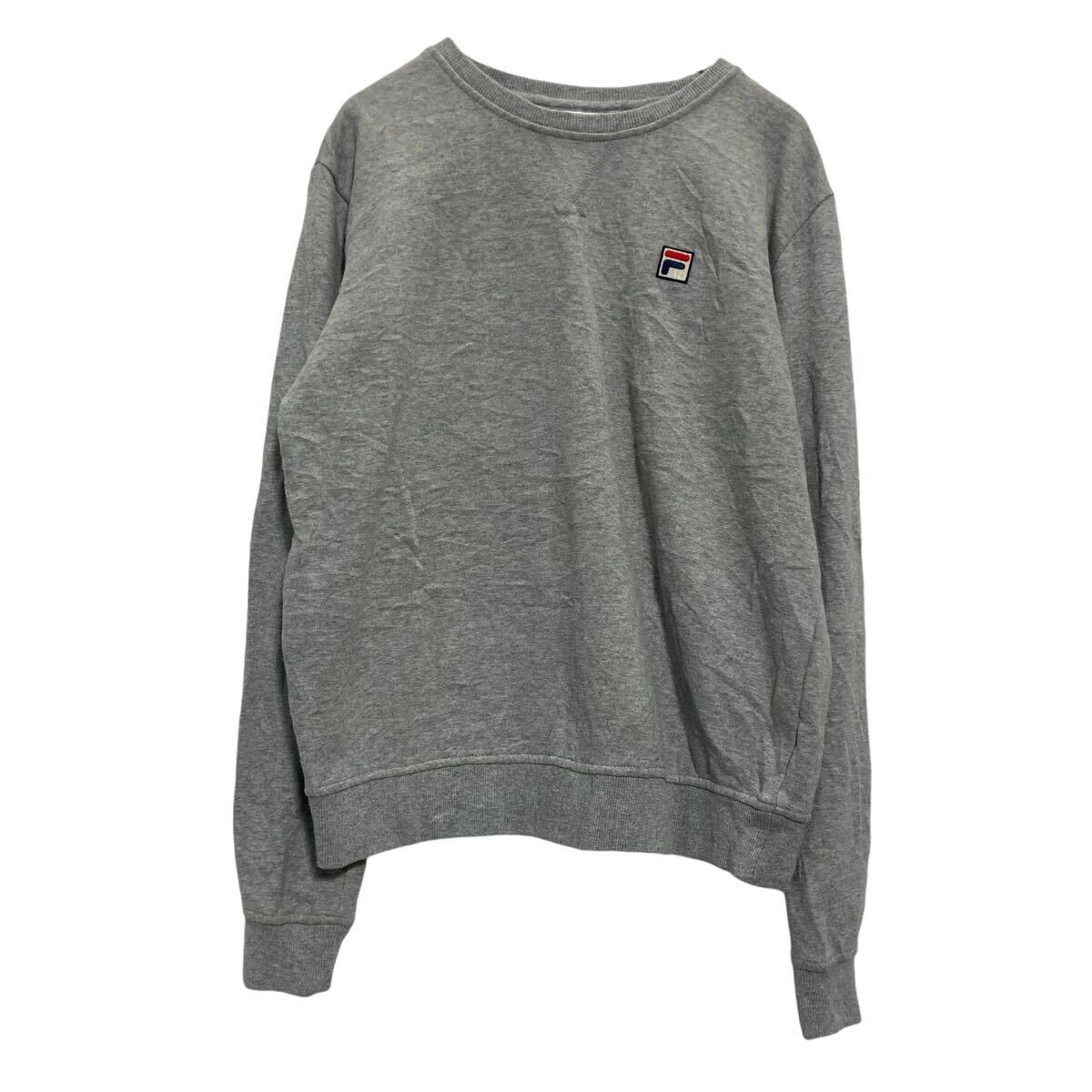 Rakuten - 【中古】【古着】 FILA ロゴ スウェット トレーナー フィラ M サイズ グレー プルオーバー ワンポイント 裏起毛 古着卸 アメリカ仕入 a610-5472