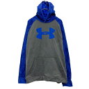 【中古】【古着】 UNDER ARMOUR ロゴ スウェット パーカー アンダーアーマー キッズ 160~ グレー ブルー プルオーバー 切替 古着卸 アメリカ仕入 a610-5479