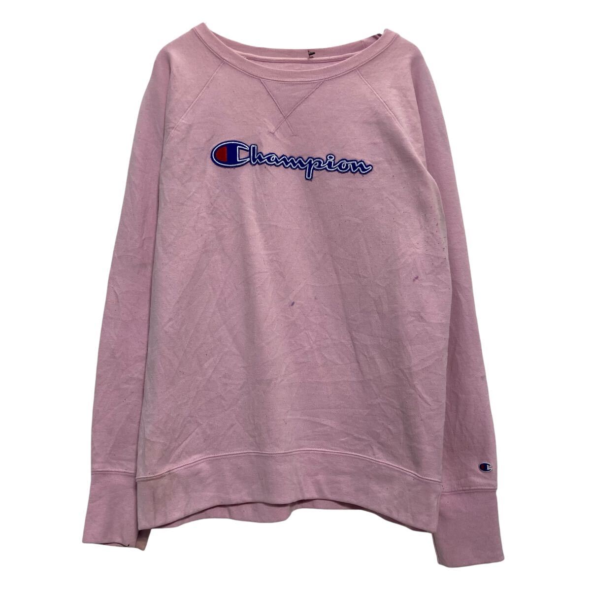 【中古】【古着】 Champion ロゴ スウェット トレーナー チャンピオン L レディース サイズ ピンク プルオーバー ラグラン 古着卸 アメリカ仕入 a610-5507