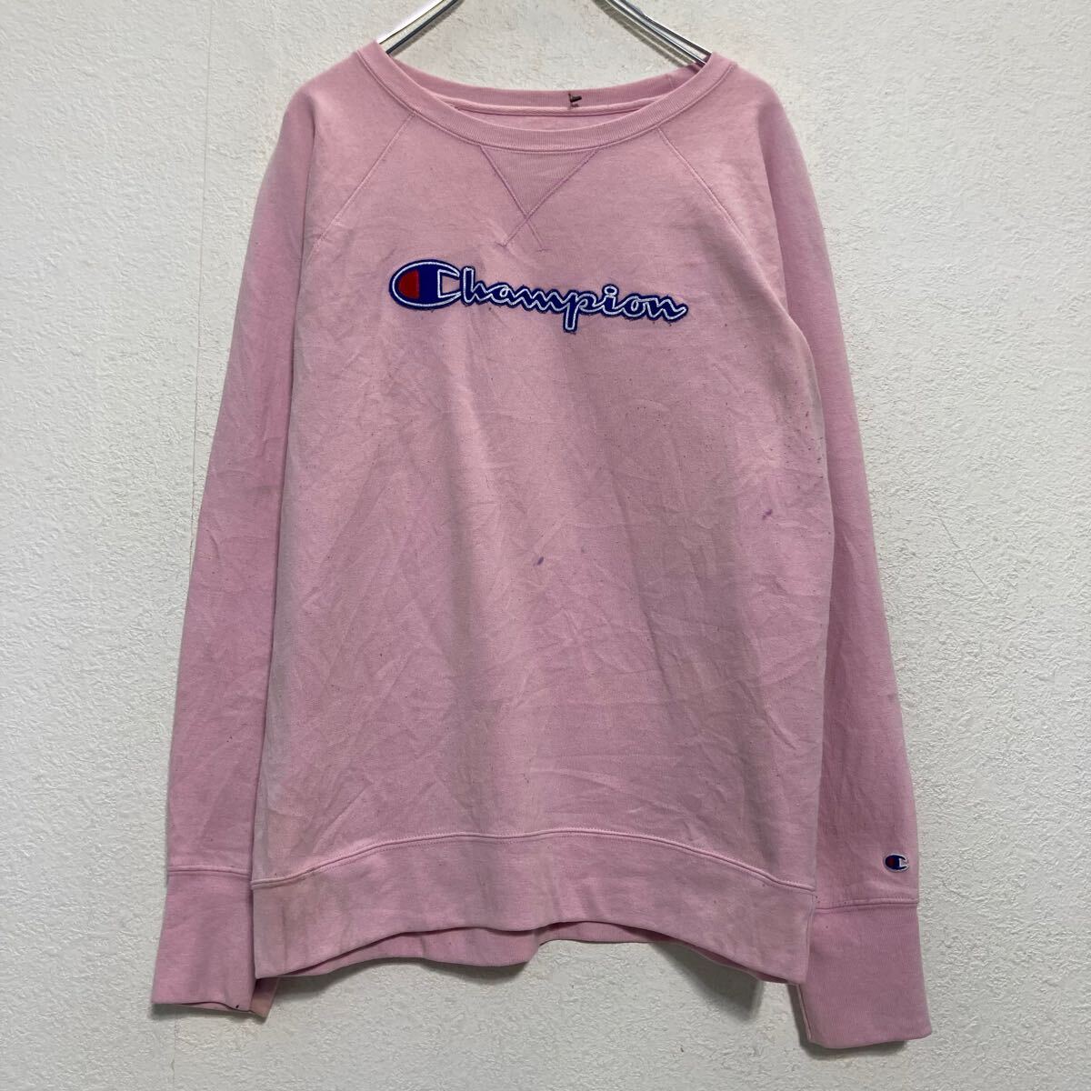 【中古】【古着】 Champion ロゴ スウェット トレーナー チャンピオン L レディース サイズ ピンク プルオーバー ラグラン 古着卸 アメリカ仕入 a610-5507