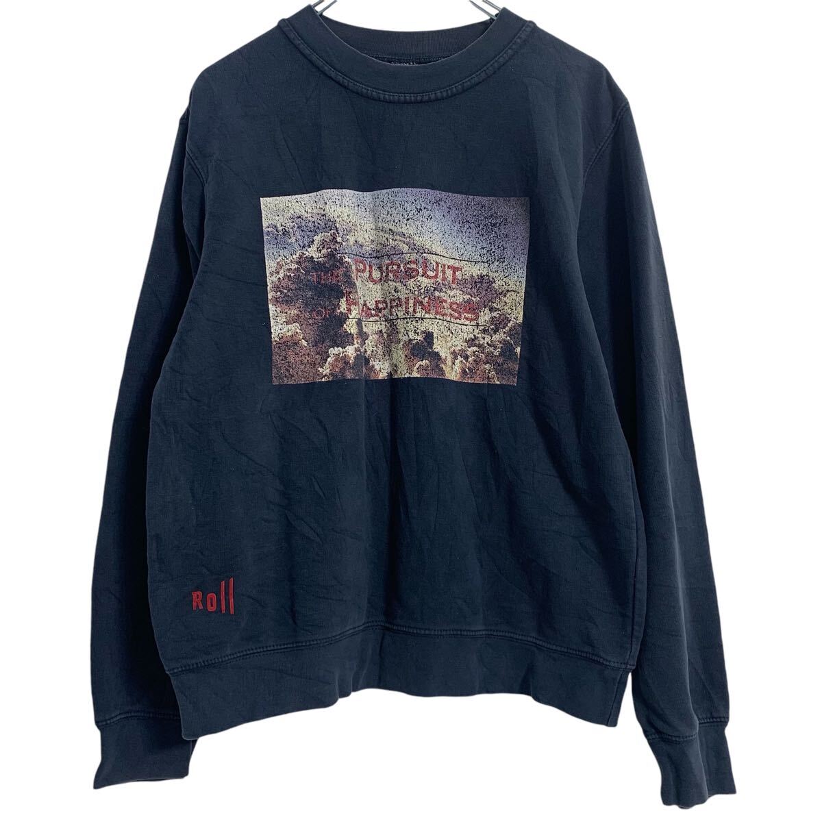 【中古】【古着】 プリント スウェット トレーナー S レディース ネイビー プルオーバー 裏起毛 古着卸 アメリカ仕入 a610-5523