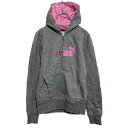【中古】【古着】 PUMA プリント スウェット パーカー プーマ XS グレー レディース フルジップ 古着卸 アメリカ仕入 a610-5567