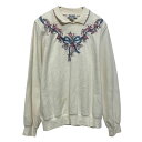 【中古】【古着】 ALFRED DUNNER プリント スウェット トレーナー アルフレッドダナー S ホワイト 襟付き 古着卸 アメリカ仕入 a610-5597