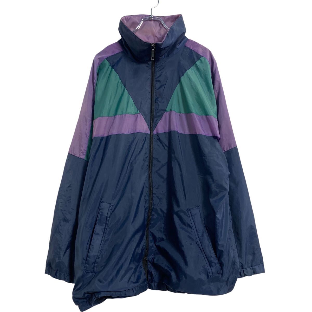 【中古】【古着】 styled in Italy ナイロンジャケット XL ネイビー パープル グリーン ビッグサイズ 古着卸 アメリカ仕入 a610-5618