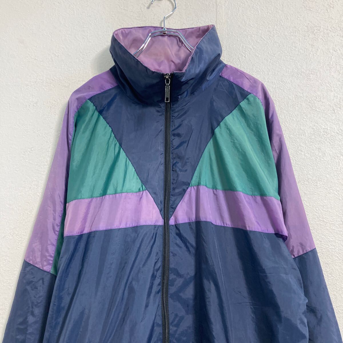 【中古】【古着】 styled in Italy ナイロンジャケット XL ネイビー パープル グリーン ビッグサイズ 古着卸 アメリカ仕入 a610-5618 2