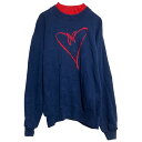 【中古】【古着】 Endless Designs プリント スウェット トレーナー M レディース ネイビー ダブルネック 古着卸 アメリカ仕入 a610-5679