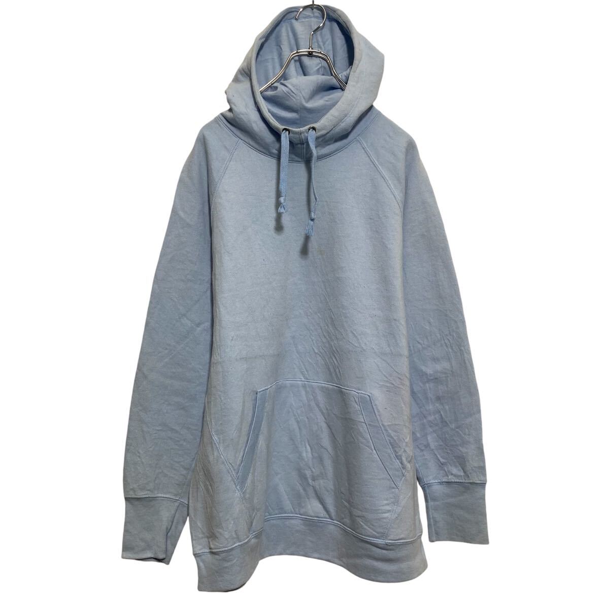 【中古】【古着】 champion ロゴ スウェット パーカー 1X ライトブルー 袖ロゴ プルオーバー チャンピオン 古着卸 アメリカ仕入 a610-5750