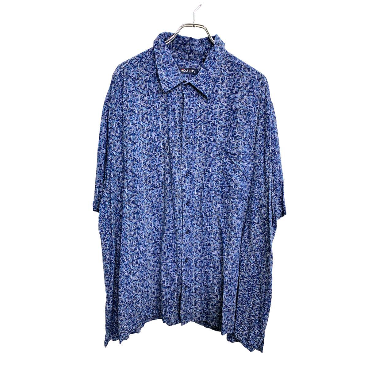 Hawaiian Shirt - 【中古】【古着】 Puritan 半袖 アロハシャツ 2XLサイズ ピューリタン 総柄 ネイビー レーヨン 古着卸 アメリカ仕入 t2410-3175