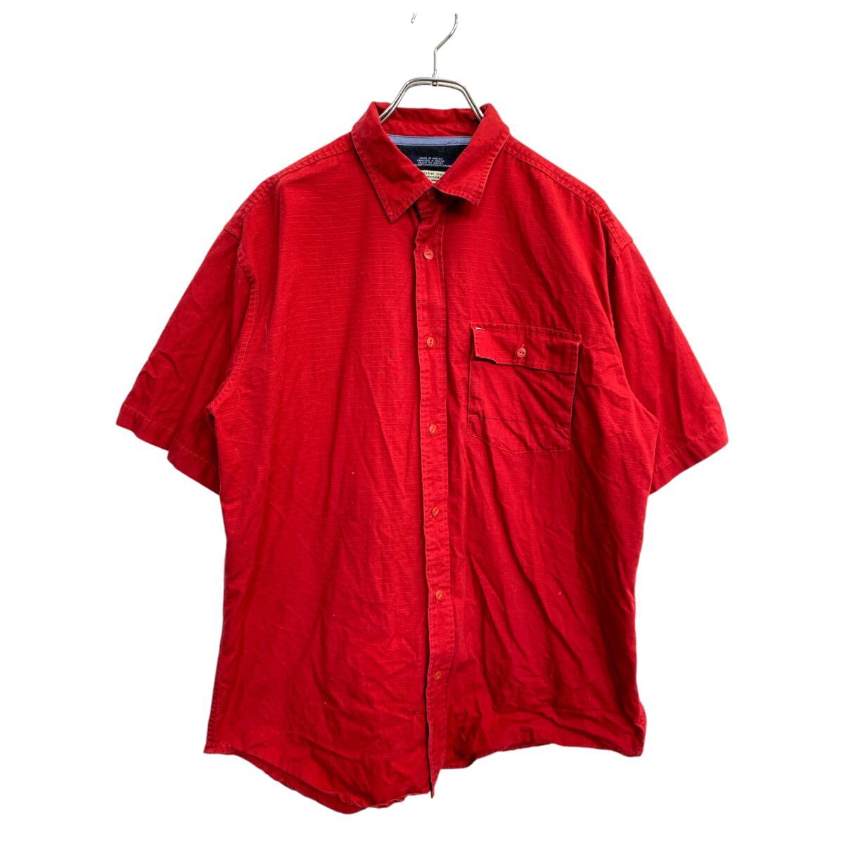 牛仔襯衫 - 【中古】【古着】 HILFIGER DENIM 半袖シャツ Lサイズ ヒルフィガーデニム レッド コットン 古着卸 アメリカ仕入 t2410-3210