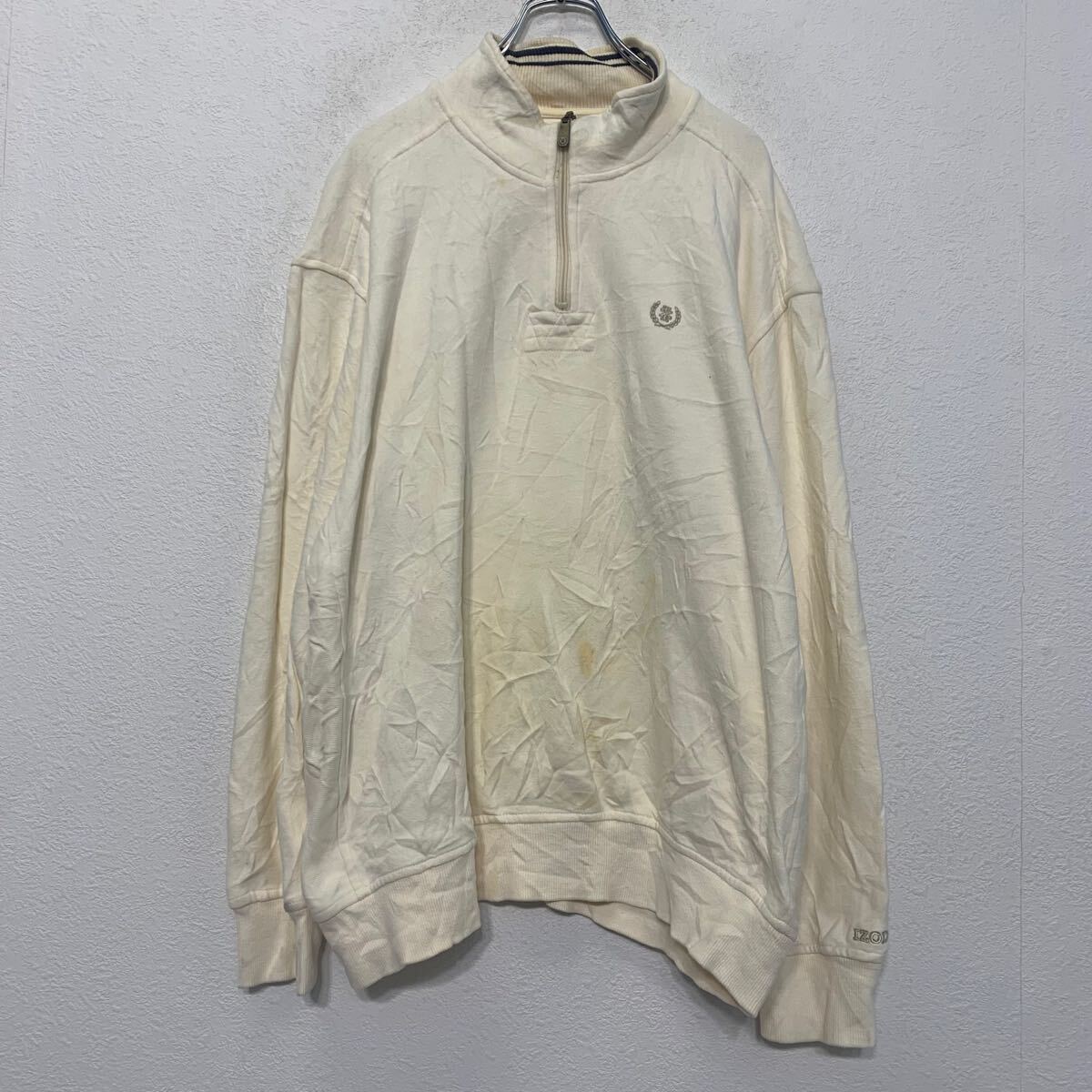 【中古】【古着】 IZOD ロゴ スウェット トレーナー アイゾッド XL イエロー系 ハーフジップ ビッグサイズ ライン 切替 古着卸 アメリカ仕入 a610-6071 2