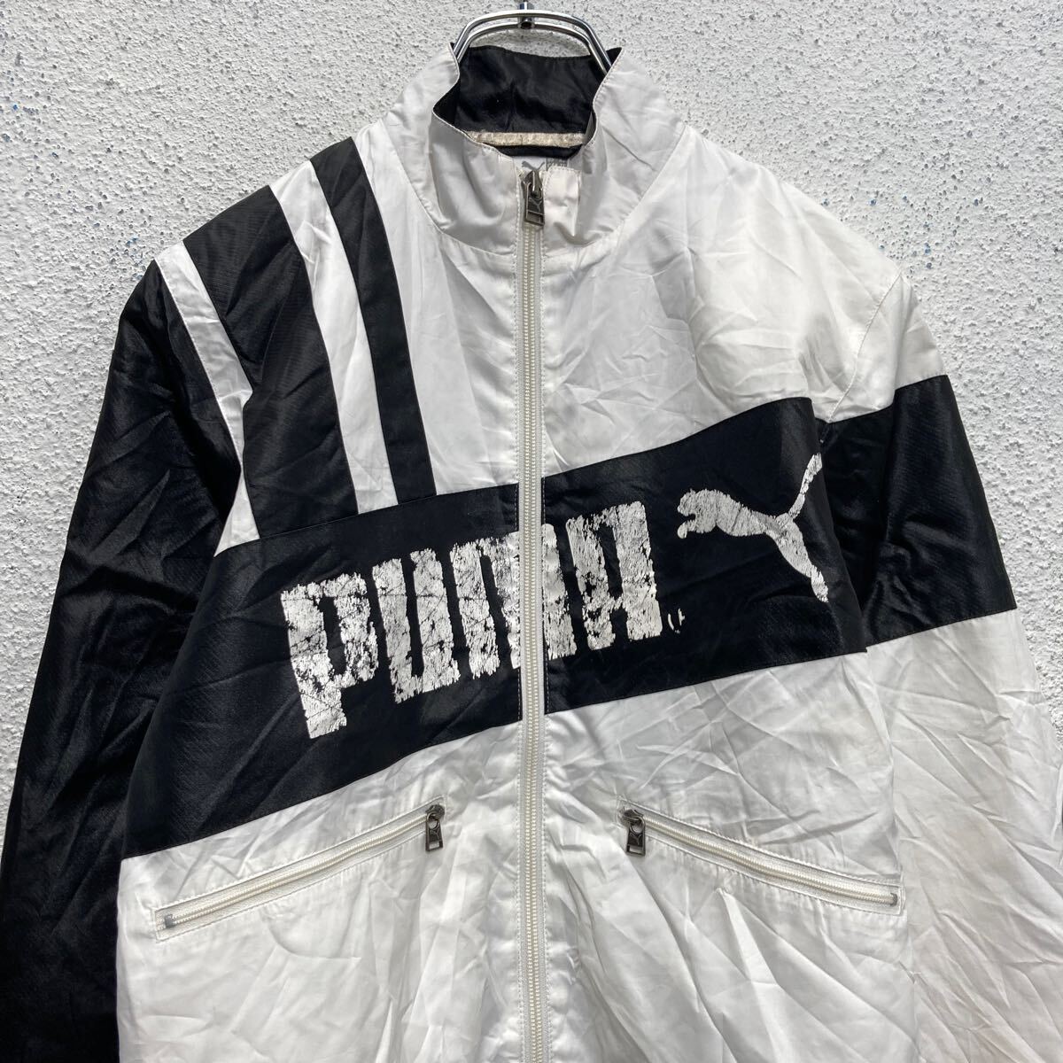 【中古】【古着】 PUMA ナイロン ジャケット プーマ XS ブラック ホワイト ブルゾン フルジップ 古着卸 アメリカ仕入 a610-6295