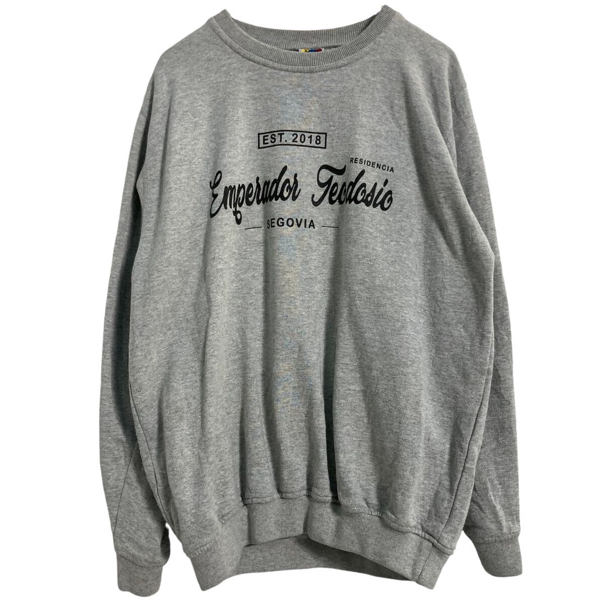 【中古】【古着】 JOYLU ロゴ スウェット トレーナー M グレー プルオーバー 裏起毛 カジュアル 古着卸 アメリカ仕入 a610-6934