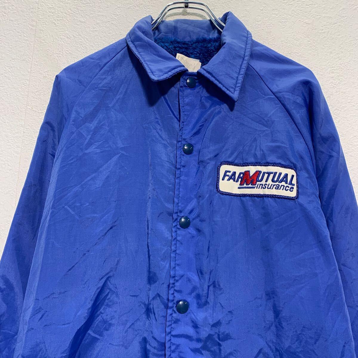 【中古】【古着】 コーチ ジャケット M ブルー スナップボタン ラグラン アメリカ製 ワッペン 刺繍 スポーティー 古着卸 アメリカ仕入 a610-6949