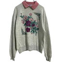 【中古】【古着】 JERZEES プリント スウェット トレーナー ジャージーズ レディース M グレー USA製 90s 古着卸 アメリカ仕入 a610-69...