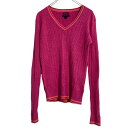 【中古】【古着】 TOMMY HILFIGER コットン ニット セーター レディース S ピンク トミーヒルフィガー Vネック ケーブル 古着卸 アメリカ仕入 a610-7014
